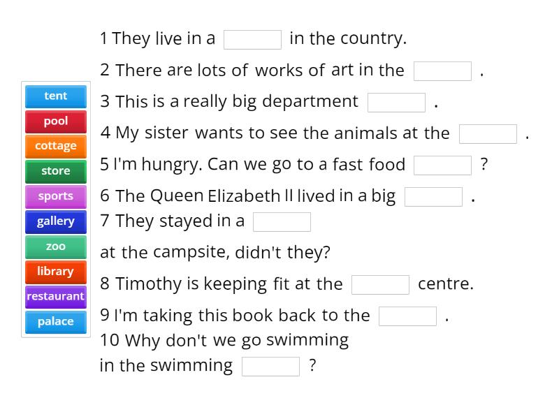 Spotlight 6 Test 8A Vocabulary - Complete the sentence