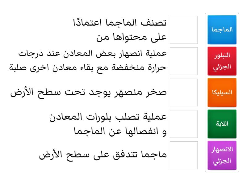 ما الصخور النارية ؟ - Match up