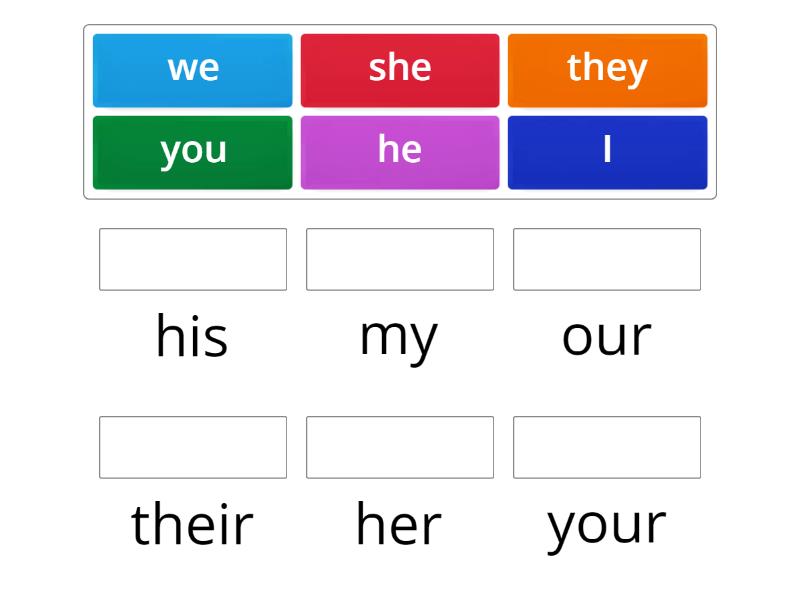 ESOL Pronouns and Possessive Adjectives - Match up