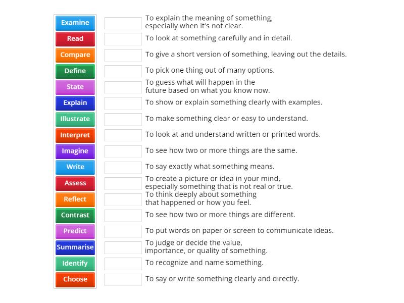 Question words explained - Match up