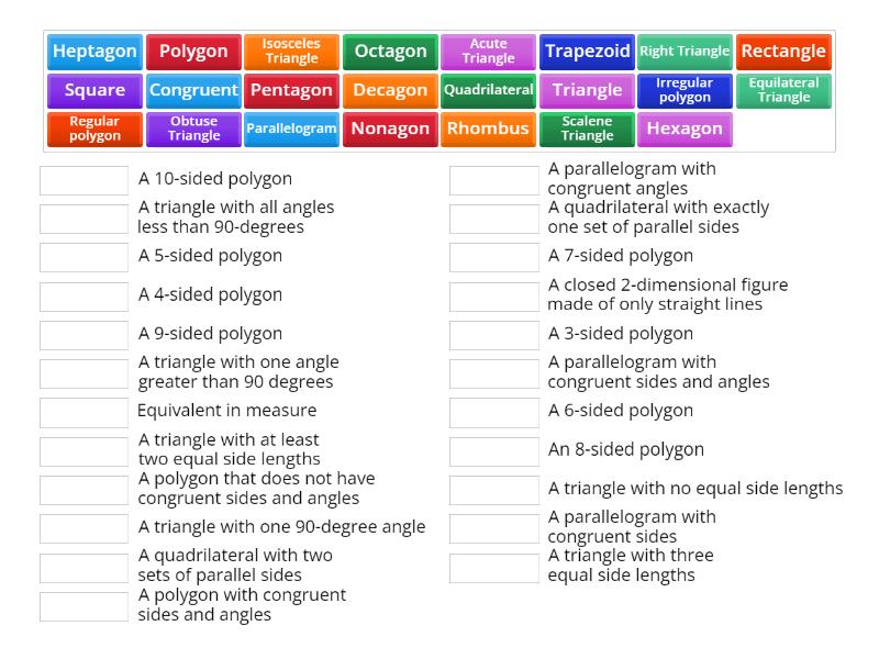 Polygon Vocabulary - Une las parejas