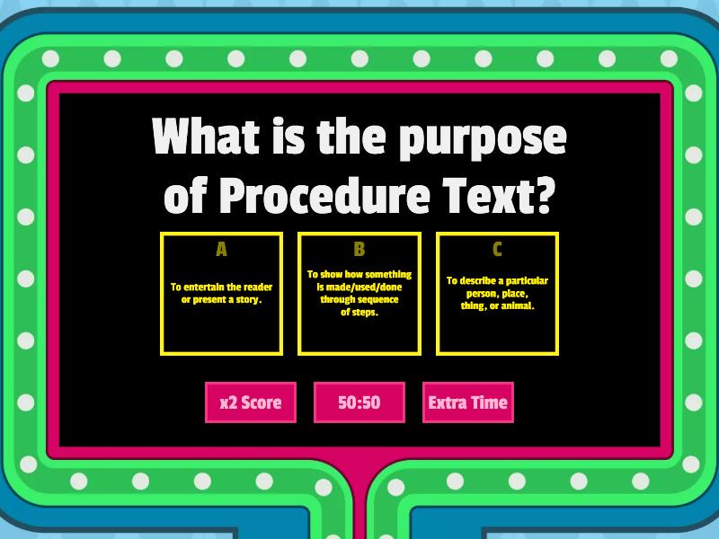 PROCEDURE TEXT - Gameshow Quiz