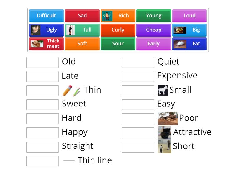 Antonyms - Match up