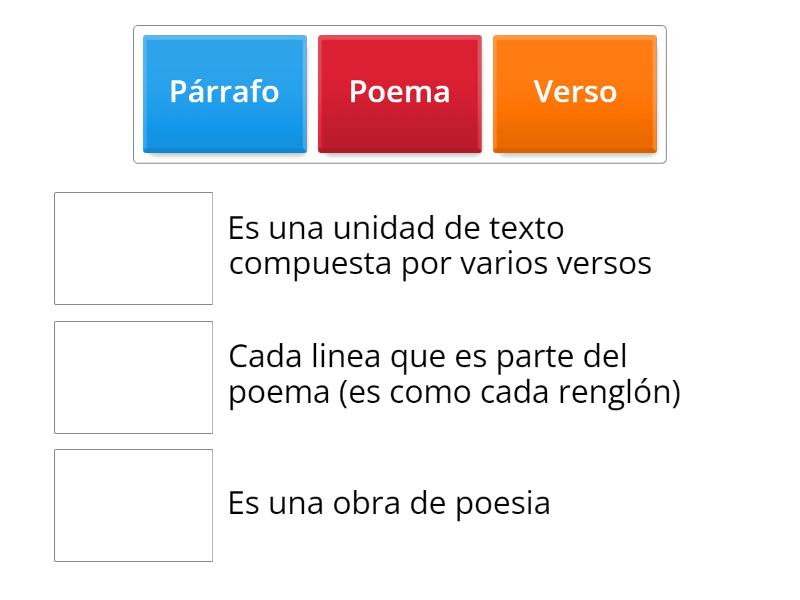 Partes de un poema - Match up