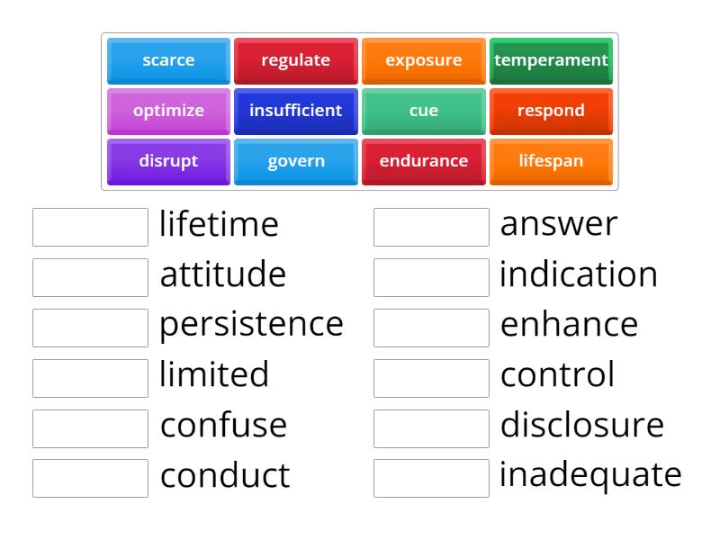 Unit 2: The Circadian Rhythm - Vocabulary and Synonyms - Match up