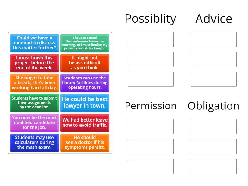 modal verbs - Group sort