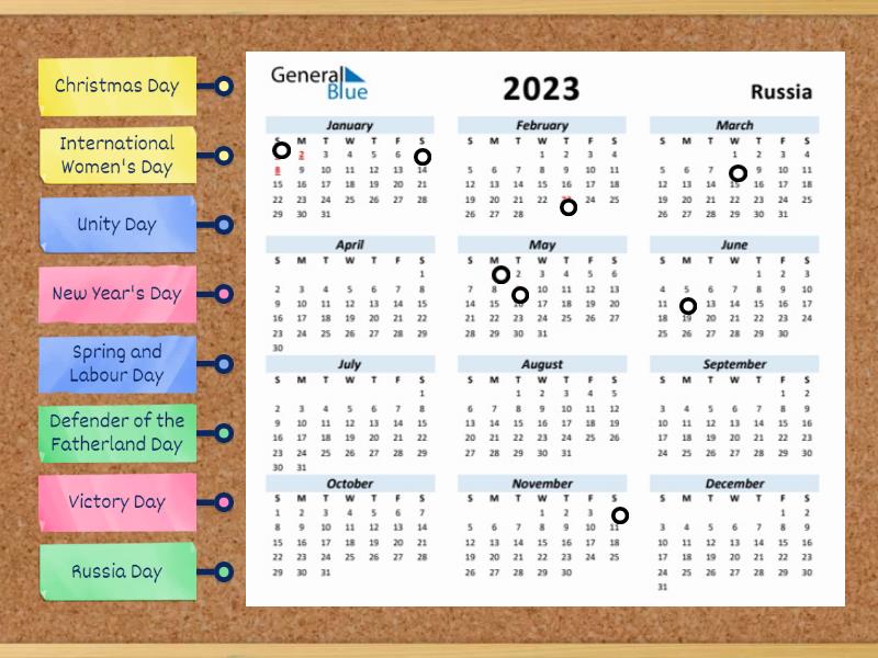 Public holidays in Russia Labelled diagram