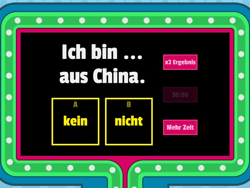 Daz A1 Negation - Nicht / Kein - Spielshow-Quiz