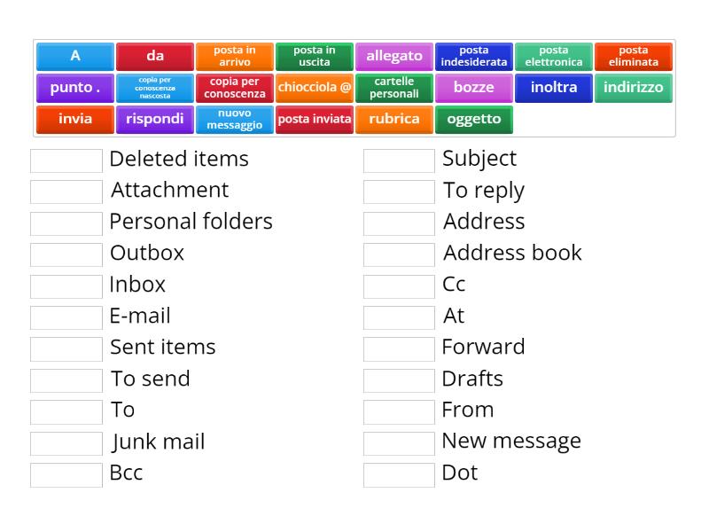 Writing an email - Match up