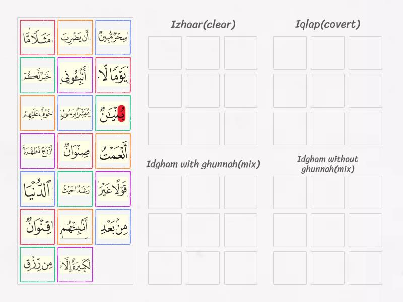 Rules on noon sakin &tanween - Group sort