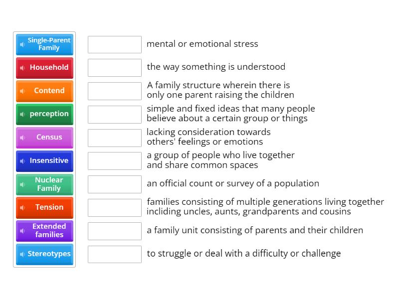 What are the Family Types? - Match up