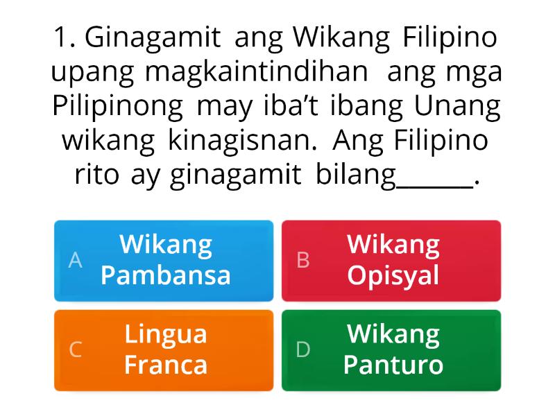 Komunikasyon At Pananaliksik Sa Wika At Kulturang Pilipino - Cuestionario