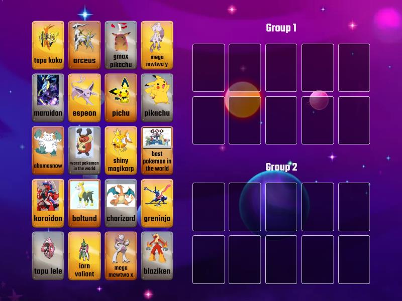 match the pokemon - Group sort