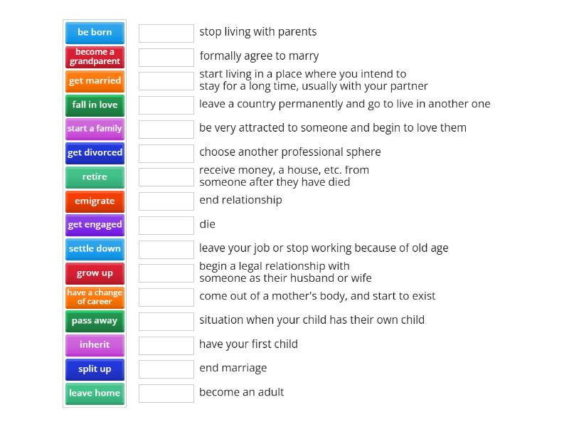 life events - Match up