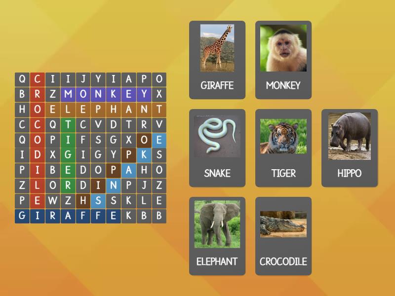 WILD ANIMALS - Wordsearch