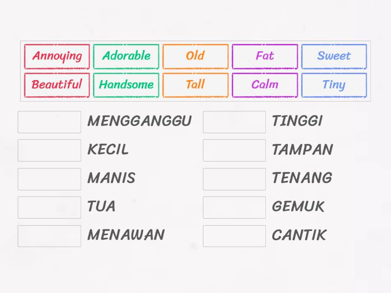 Adjective Word (Kata Sifat) - Match up