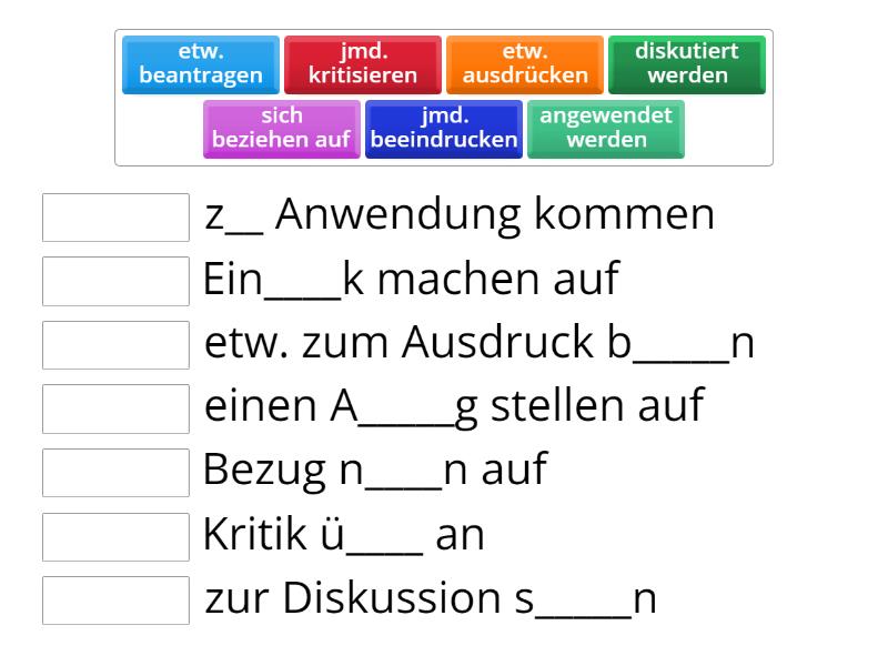 Nomen-Verb-Verbindungen K4, B2 - Match up