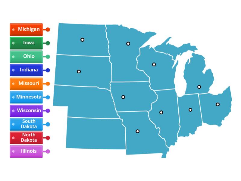 10 States of the Midwest - Labelled diagram