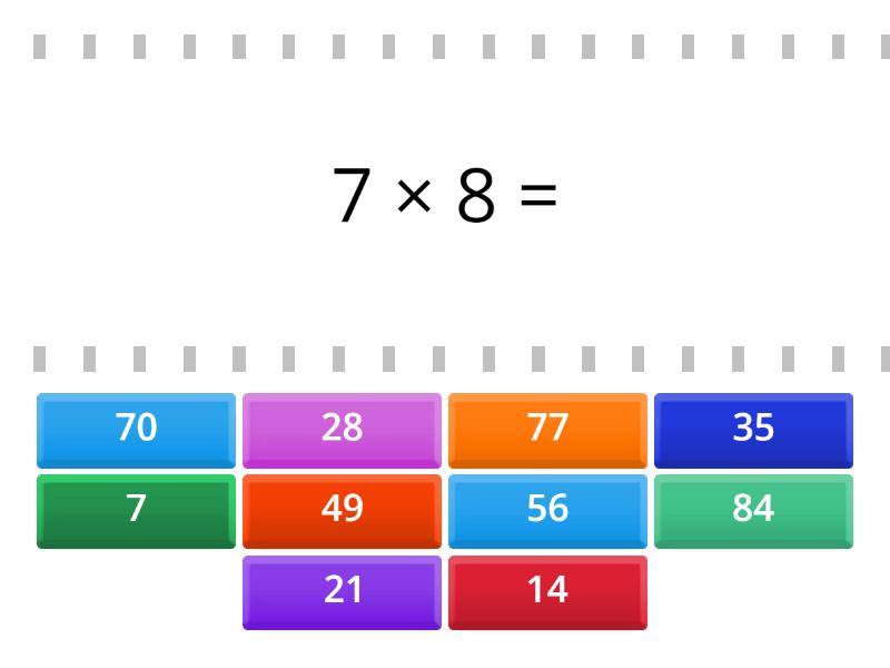 Multiplication 7 times table - Find the match