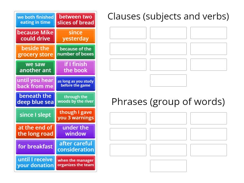 Clause/Phrase Sort - Group sort
