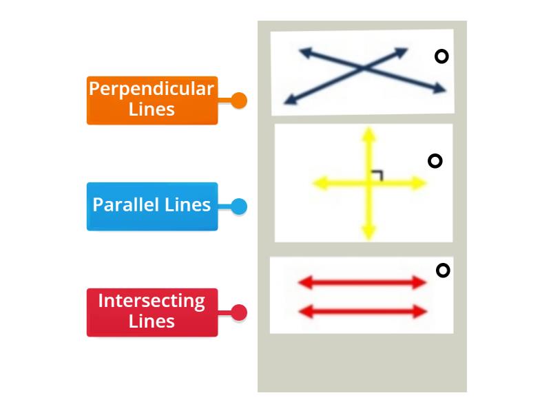 Parallel Lines, Intersecting Lines, Perpendicular Lines - Labelled diagram