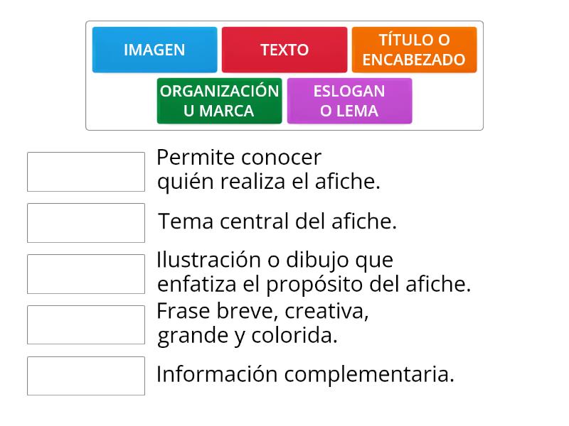 ELEMENTOS DE UN AFICHE - Match up