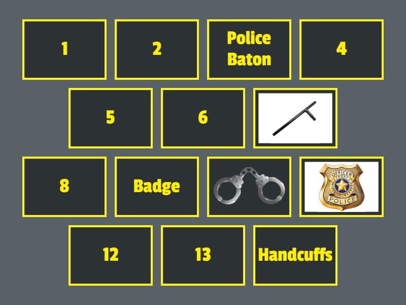 Memory game - Police officer tools - Parejas