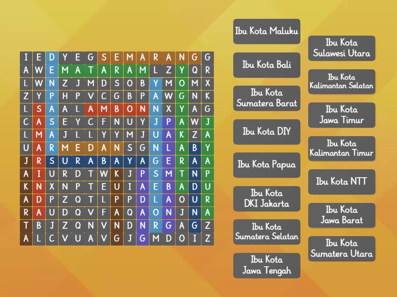 Ibu Kota Provinsi Di Indonesia Wordsearch