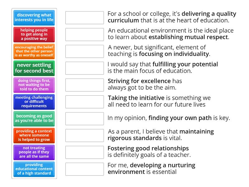 C1 1B Vocabulary - Match up