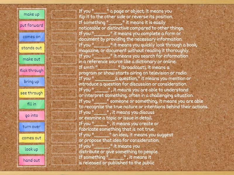 MACMILLAN U 8 PHRASAL VERBS - Match up