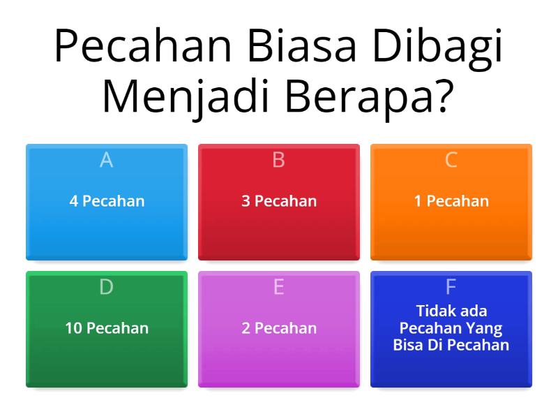 Pembelajaran MTK Pecahan Kelas 4a - Quiz