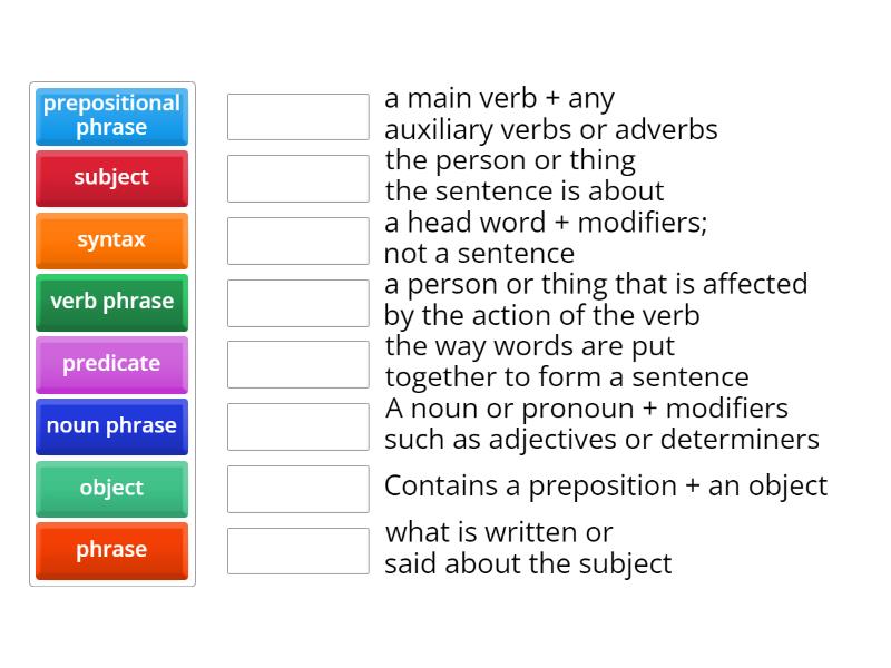 Syntax - Review - Match up