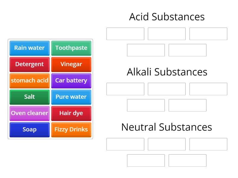 Acid, Alkali and Neutral Substances - Group sort