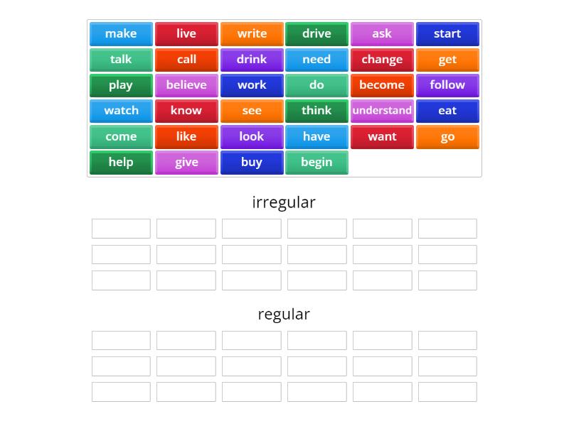 regular and irregular verbs - Ordenar por grupo