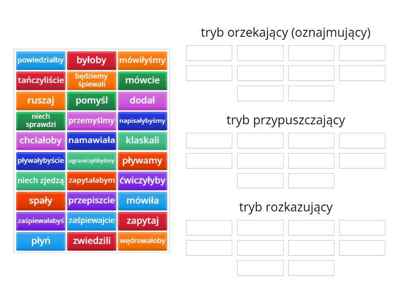 Tryby Czasownika - Group Sort