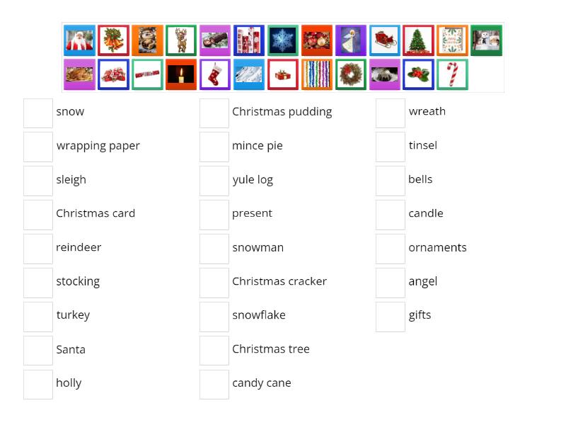 Christmas Vocabulary Match Up