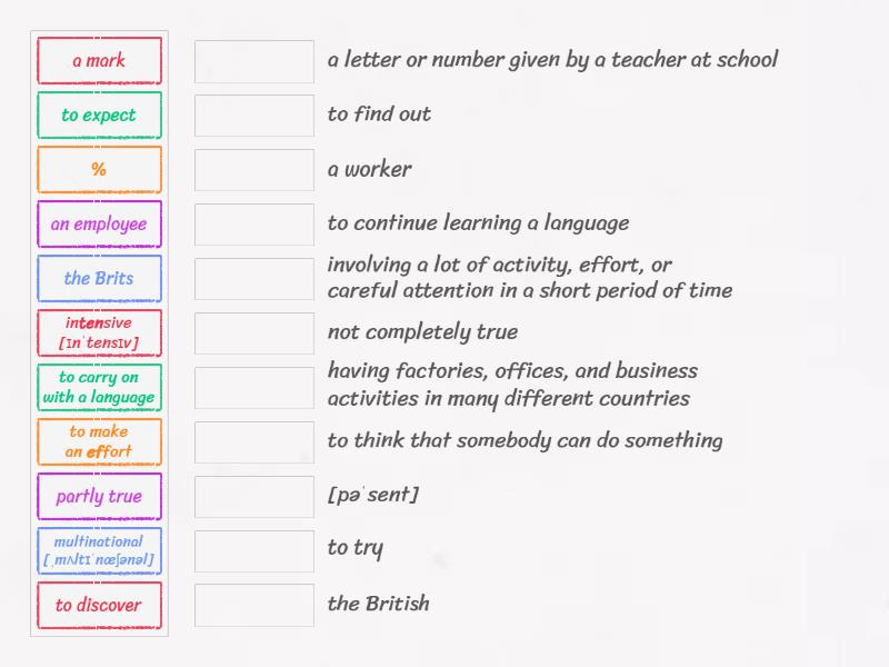 7C: Reading + Listening - Match up