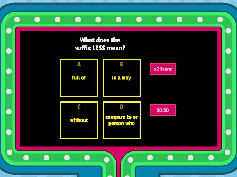 Suffix Game - Gameshow quiz