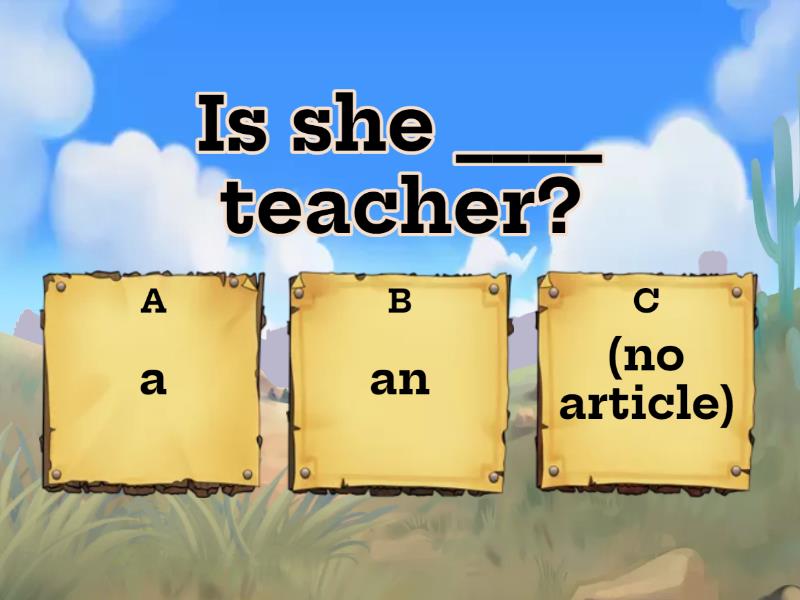 Articles and adjectives yellow quiz