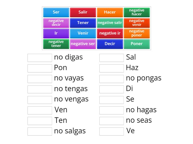 Irregular tu commands - Match up