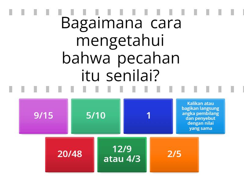 Mengenal Pecahan Senilai Find The Match