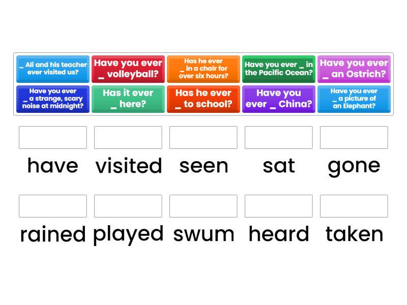 Present Perfect Quiz - Match up