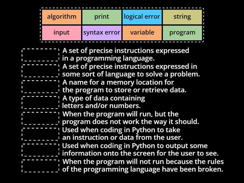 Python Basics - Match up image.