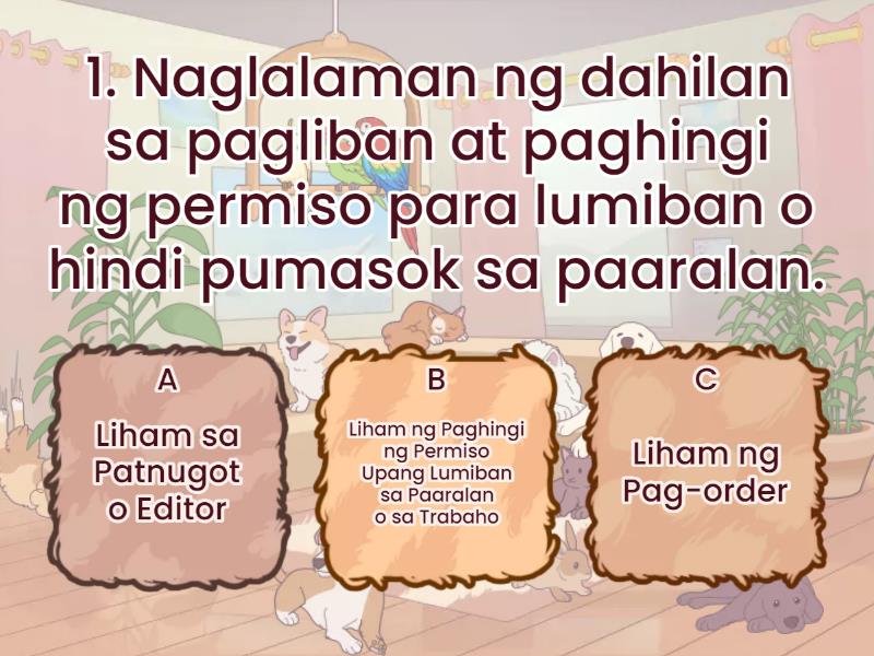 Iba't ibang uri ng Liham-Pangangalakal - Cuestionario