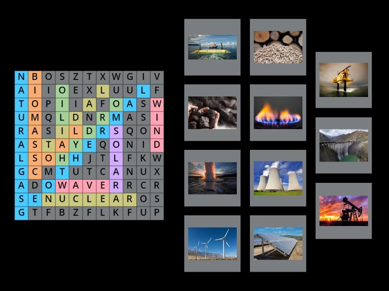 What are these sources of energy? What do you know about them? - Wordsearch