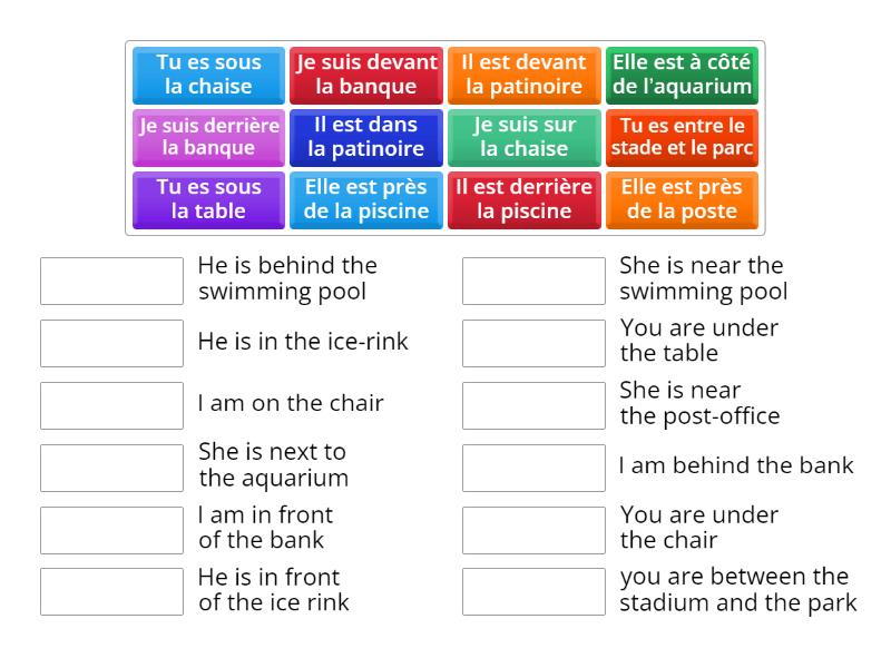 PREPOSITIONS within a sentence - Match up