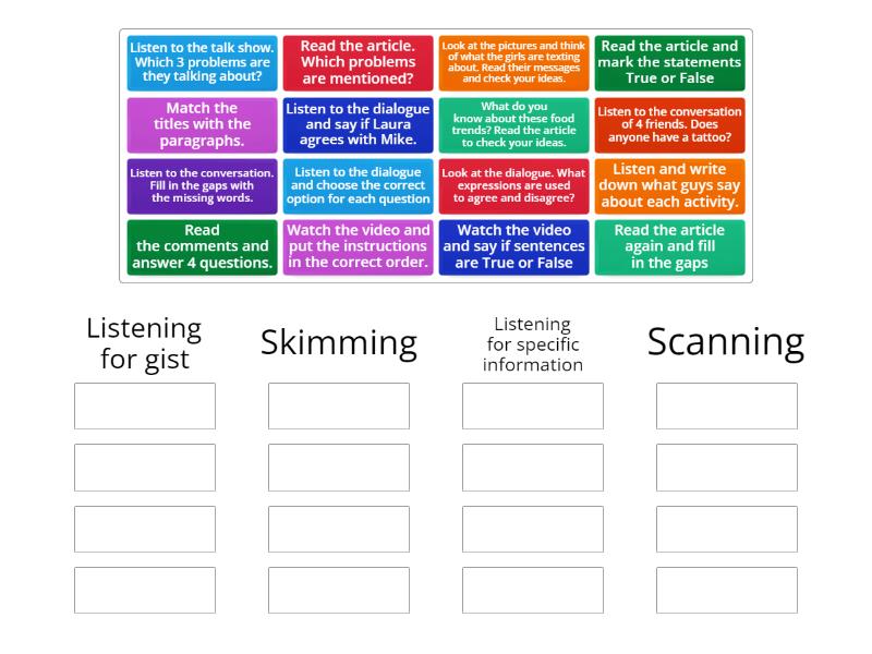 Types of the tasks - Group sort