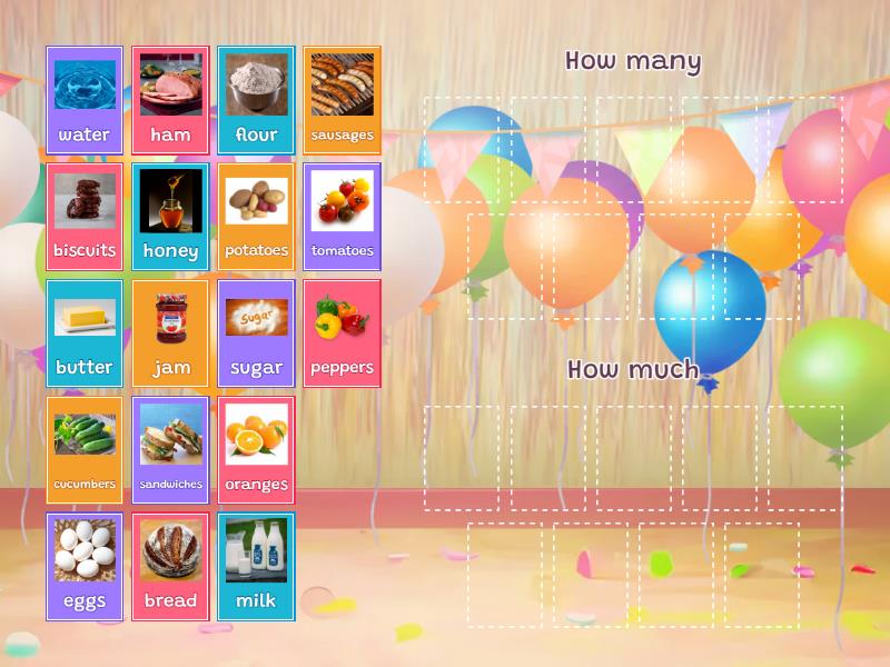 How much/How many Sorting Game - Ordenar por grupo