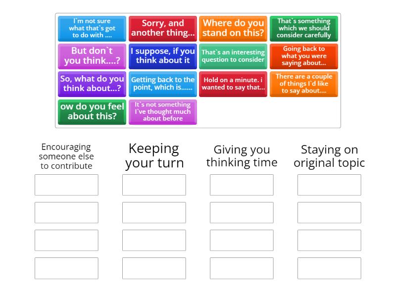 Speakout 5.3 Managing a conversation - Group sort