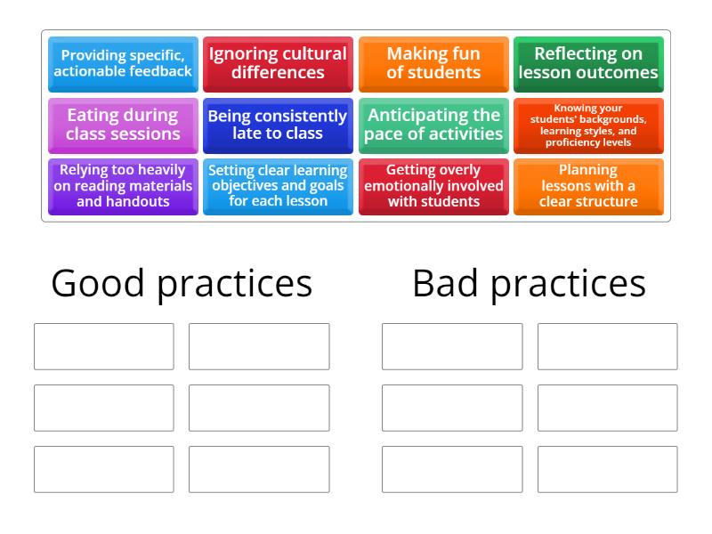 Class Planning Practices - Group sort